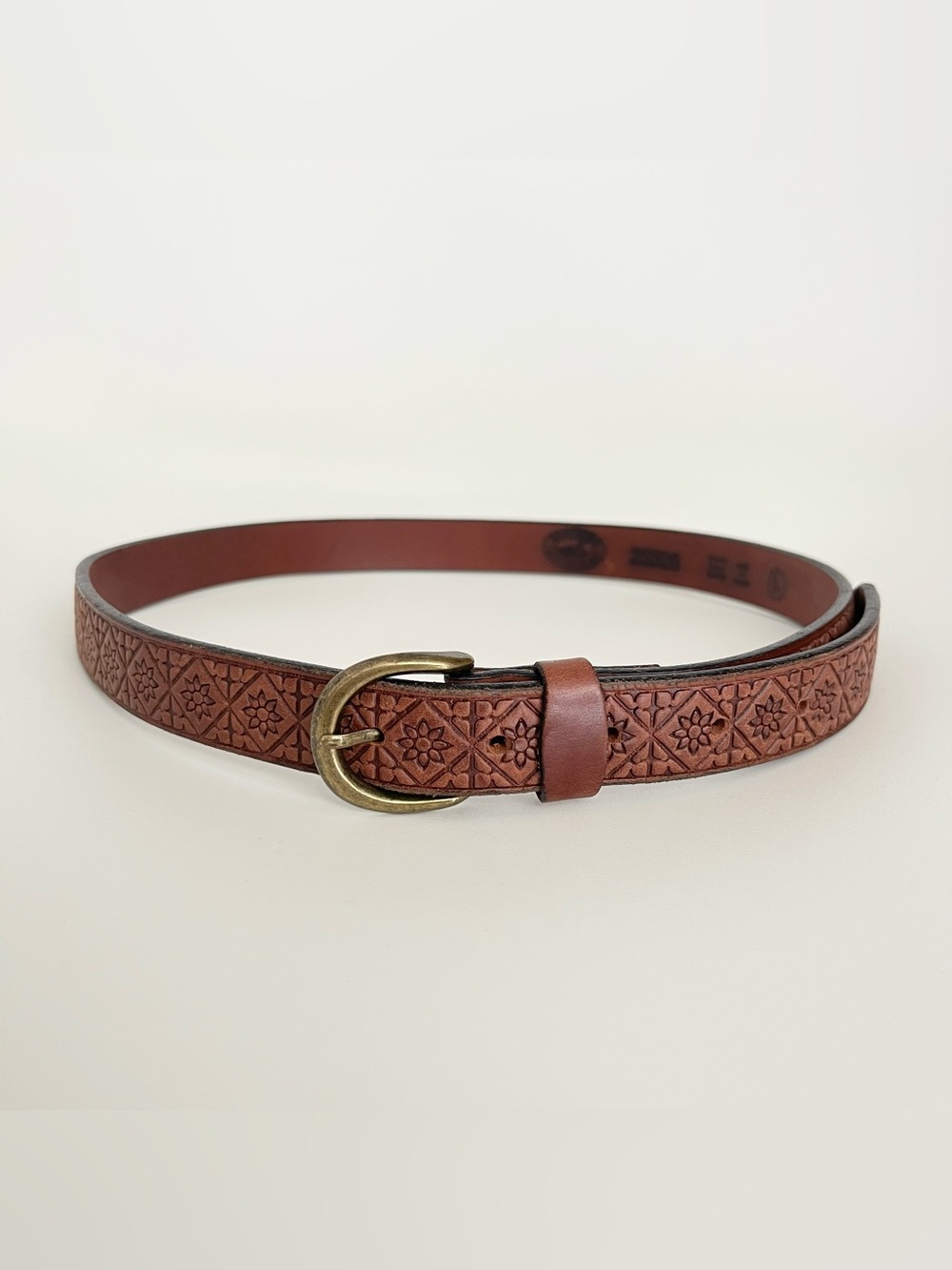 Northern Reflections Women's Brown Leather Belt 1" Floral Embossed Size L Canada